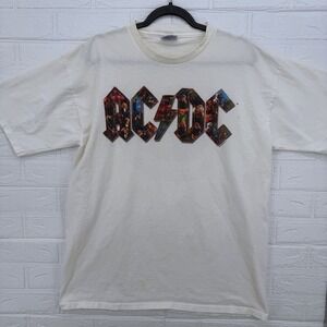 AC/DC T-Shirt Mens XL White Vintage All Sport Maxweight Tour Graphic Tee